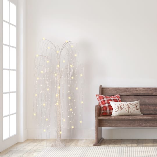 5ft. Pre-Lit Willow Artificial Christmas Tree, Warm White LED Lights